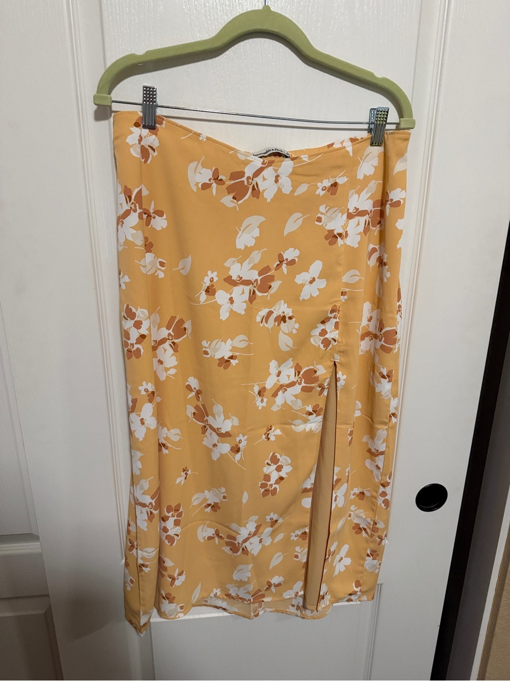 Abercrombie & Fitch Yellow Floral Midi Skirt